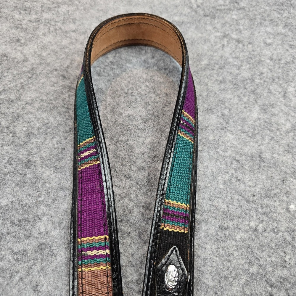 Circle Y Western Belt Mens 32 Leather Multicolor Woven Inlay Silver Accents West - Picture 12 of 15